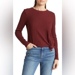 Madewell Texture & Thread Jacquard Knot-Front Top | wash wear As Is